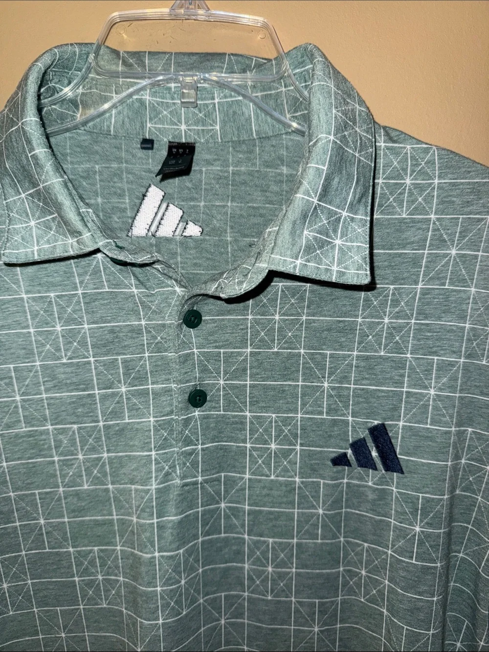 Adidas ⛳️ Go-to Novelty Golf Polo Shirt green geometric men’s Medium M